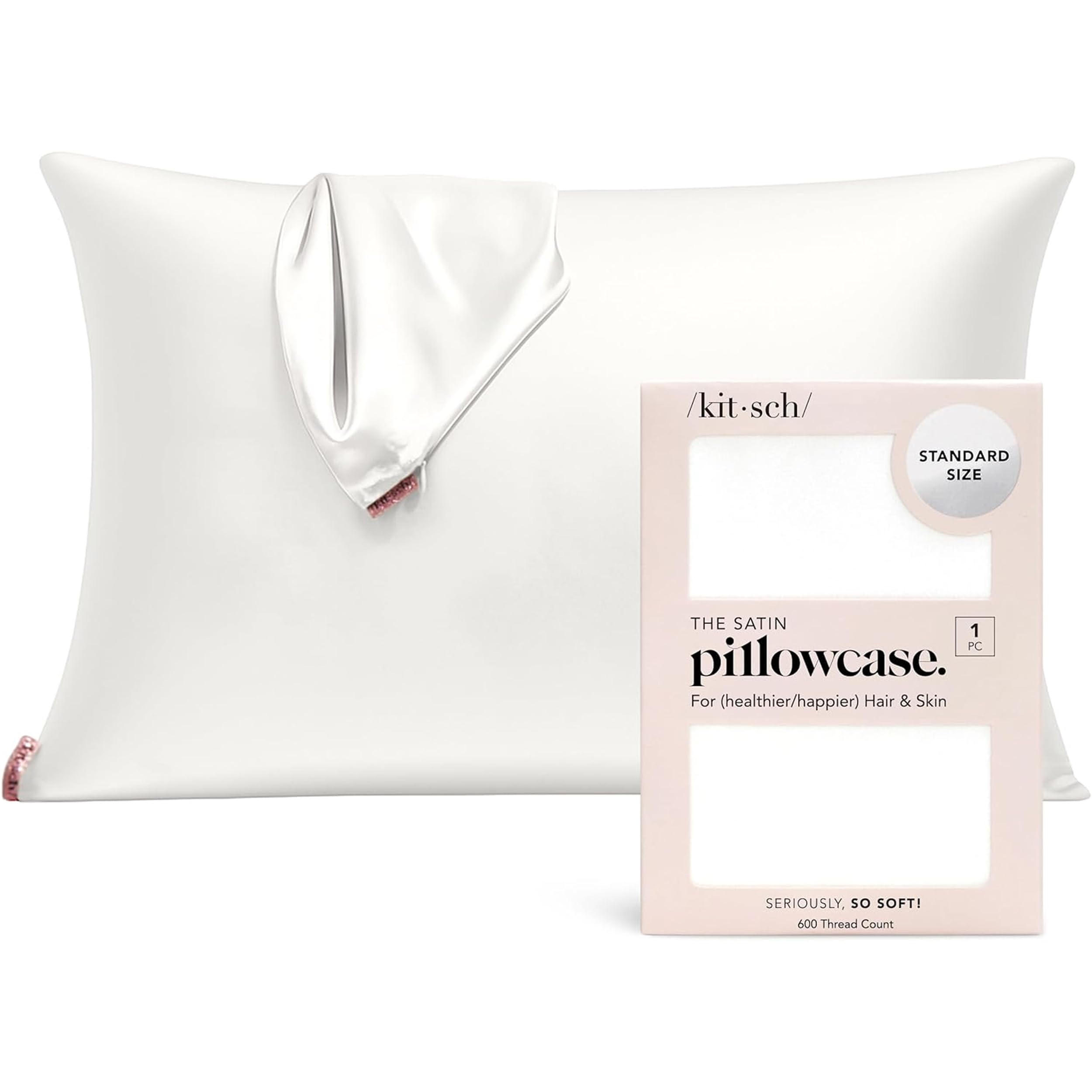 Kitsch Satin Pillowcase with Zipper for Hair & Skin - Softer Than Silk Pillow Cases, Smooth Cooling Satin Pillow Case, Wrinkle-Free, Machine Washable, Pillow Cases Standard Size 19x26 - Cherry Print