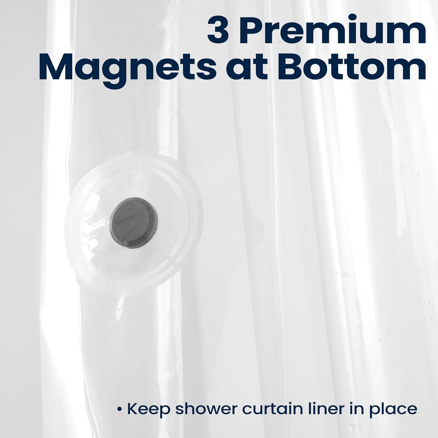 72"x72" Clear 4G PEVA Waterproof Shower Curtain Liner with 3 Magnets for Bathroom, 1 Pack