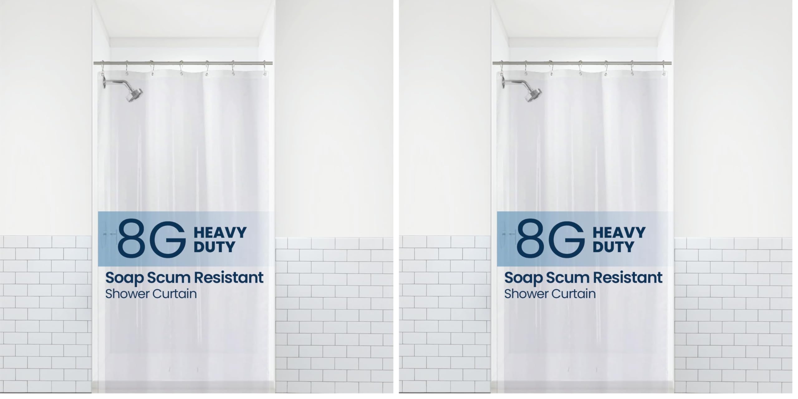 LiBa Bathroom Shower Curtain Waterproof Plastic Shower Curtain Premium PEVA Non-Toxic with Rust Proof Grommets Clear 8G Bathroom Accessories 72x72