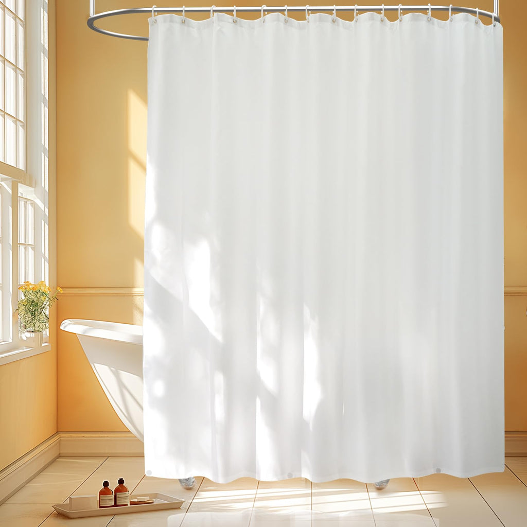 Seenus Waterproof Fabric Shower Curtain Liner with 3 Extra-Large Magnets, 72 x 72 inch Washable Cloth Shower Liner Odorless Hotel Quality, Neutral White Lightweight Shower Curtain for Bathroom