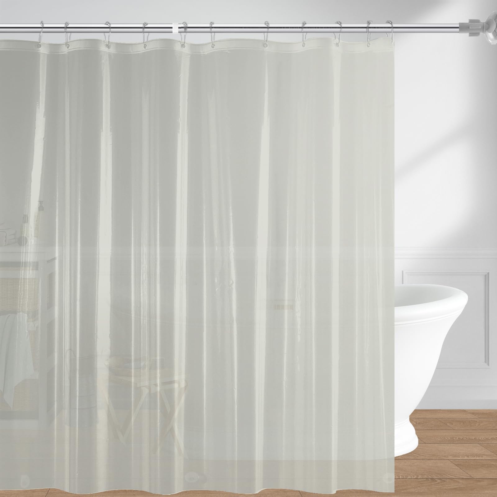 72"x72" Clear 4G PEVA Waterproof Shower Curtain Liner with 3 Magnets for Bathroom, 1 Pack