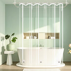 Seenus Waterproof Fabric Shower Curtain Liner with 3 Extra-Large Magnets, 72 x 72 inch Washable Cloth Shower Liner Odorless Hotel Quality, Neutral White Lightweight Shower Curtain for Bathroom