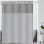 Hookless It's A Snap! Escape 3-in-1 Shower Curtain With Sheer Top Window, Flex-On Rings & Fabric Liner, 71" x 74", White