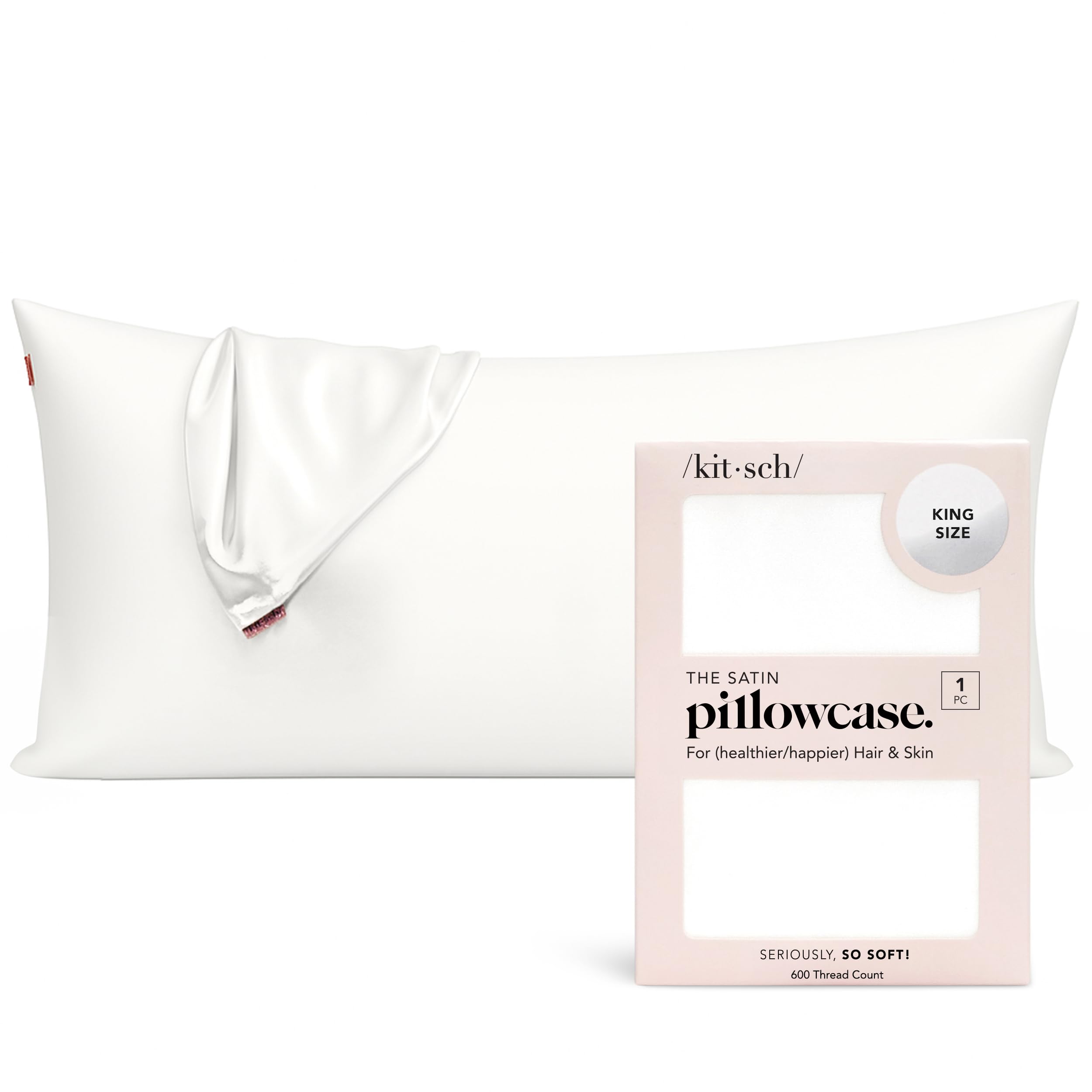 Kitsch Satin Pillowcase with Zipper for Hair & Skin - Softer Than Silk Pillow Cases, Smooth Cooling Satin Pillow Case, Wrinkle-Free, Machine Washable, Pillow Cases Standard Size 19x26 - Cherry Print