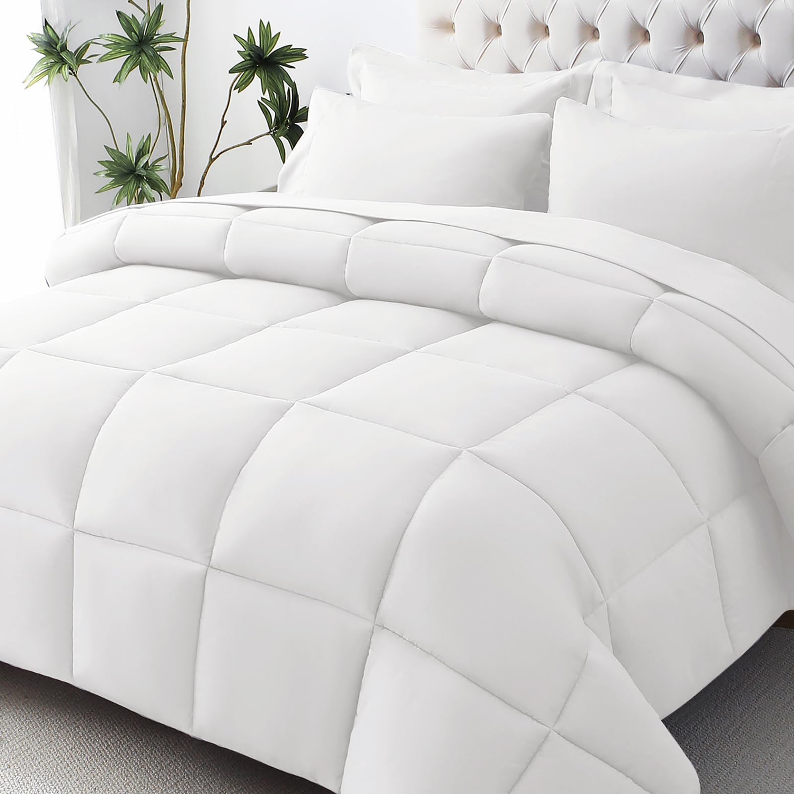 JOLLYVOGUE Queen Comforter Set, Ultra-Soft Bed in a Bag Queen Size 7 Pieces, Oeko-TEX Certified Bedding Set with Down Alternative Comforter, Sheets, Pillowcases & Shams, Black