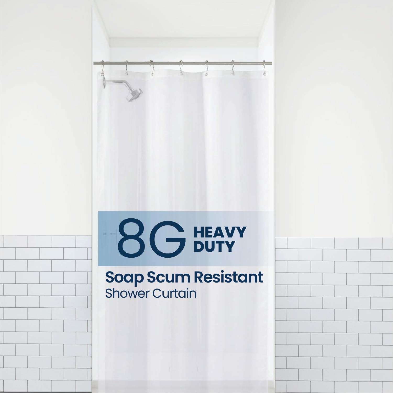 LiBa Bathroom Shower Curtain Waterproof Plastic Shower Curtain Premium PEVA Non-Toxic with Rust Proof Grommets Clear 8G Bathroom Accessories 72x72