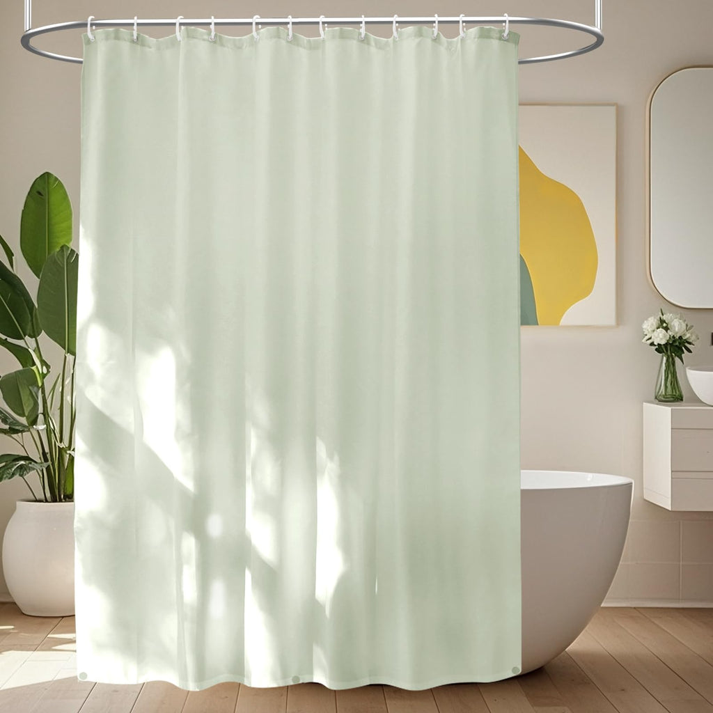 Seenus Waterproof Fabric Shower Curtain Liner with 3 Extra-Large Magnets, 72 x 72 inch Washable Cloth Shower Liner Odorless Hotel Quality, Neutral White Lightweight Shower Curtain for Bathroom