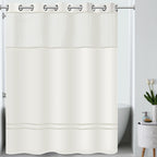 Hookless It's A Snap! Escape 3-in-1 Shower Curtain With Sheer Top Window, Flex-On Rings & Fabric Liner, 71" x 74", White