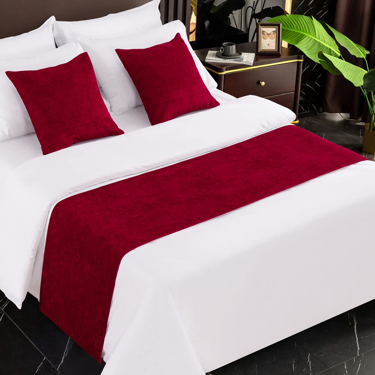 AMBERIS Bed Runner Grey, Chenille Soft No Fading Modern Bed Scarf (Pillowcases Sold Separately)