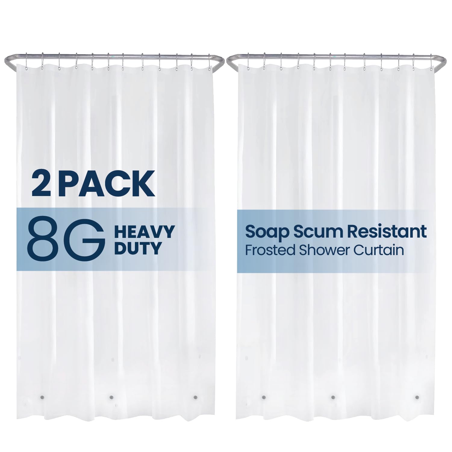 LiBa Bathroom Shower Curtain Waterproof Plastic Shower Curtain Premium PEVA Non-Toxic with Rust Proof Grommets Frosted 8G Bathroom Accessories 72x72