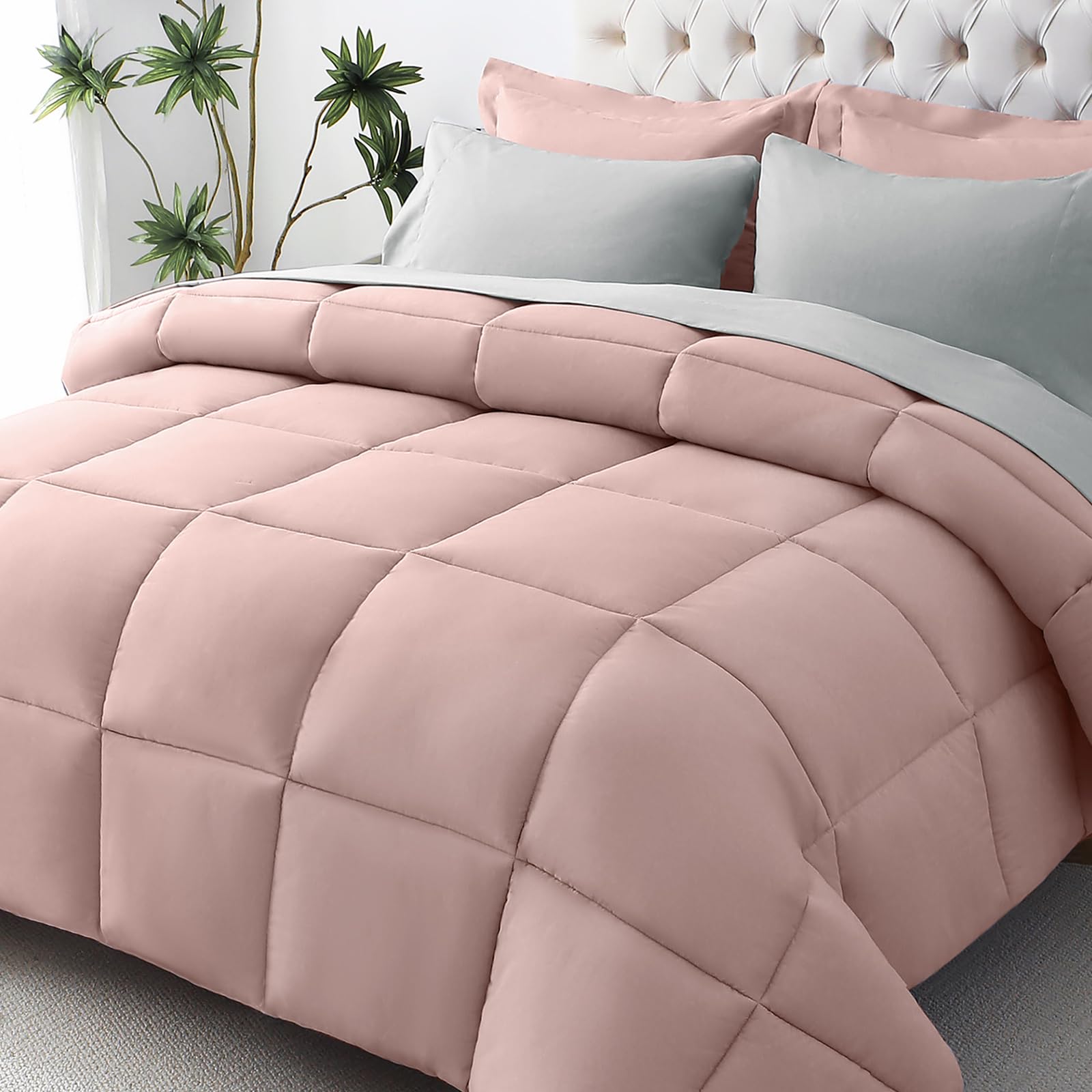 JOLLYVOGUE Queen Comforter Set, Ultra-Soft Bed in a Bag Queen Size 7 Pieces, Oeko-TEX Certified Bedding Set with Down Alternative Comforter, Sheets, Pillowcases & Shams, Black