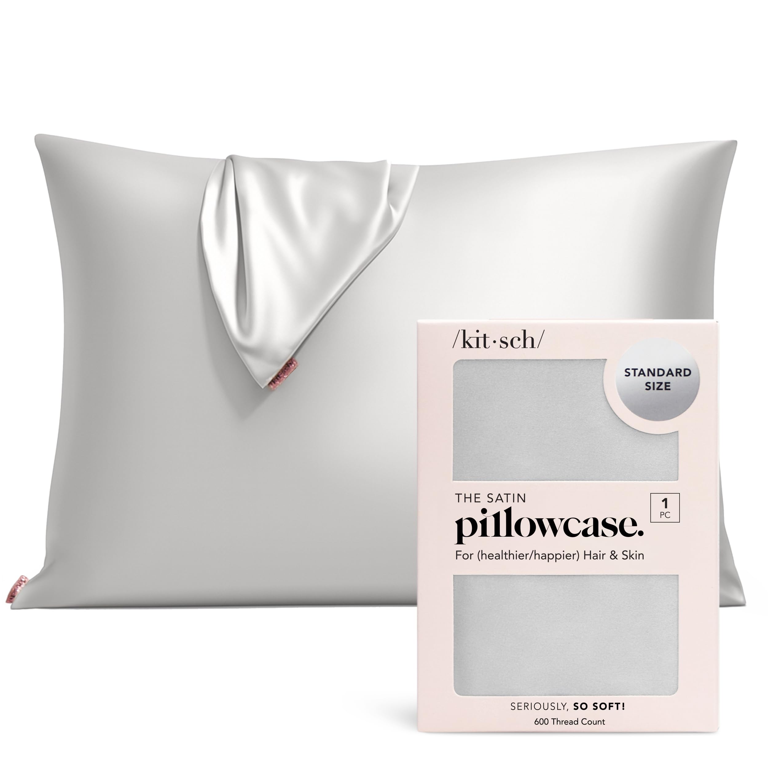 Kitsch Satin Pillowcase with Zipper for Hair & Skin - Softer Than Silk Pillow Cases, Smooth Cooling Satin Pillow Case, Wrinkle-Free, Machine Washable, Pillow Cases Standard Size 19x26 - Cherry Print