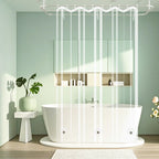 Seenus Waterproof Fabric Shower Curtain Liner with 3 Extra-Large Magnets, 72 x 72 inch Washable Cloth Shower Liner Odorless Hotel Quality, Neutral White Lightweight Shower Curtain for Bathroom
