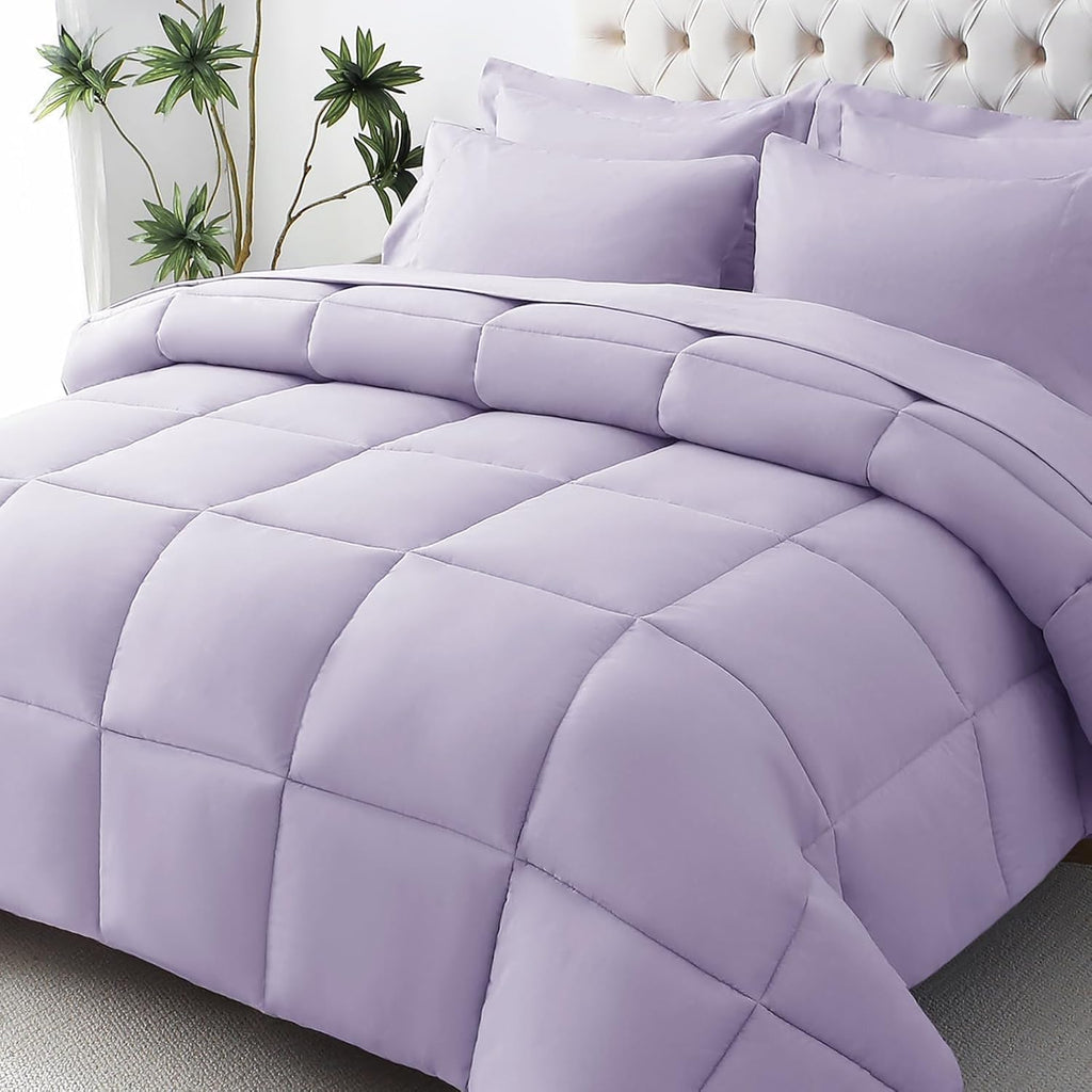 JOLLYVOGUE Queen Comforter Set, Ultra-Soft Bed in a Bag Queen Size 7 Pieces, Oeko-TEX Certified Bedding Set with Down Alternative Comforter, Sheets, Pillowcases & Shams, Black