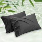 Bedsure Pillow Cases Queen, Cooling Pillow Cases, Rayon Derived from Bamboo Dark Grey Pillowcases Queen Size Set of 2, PureWoven & Soft Bedding Pillow Cover with Envelope Closure,Gifts, 20x30 Inches