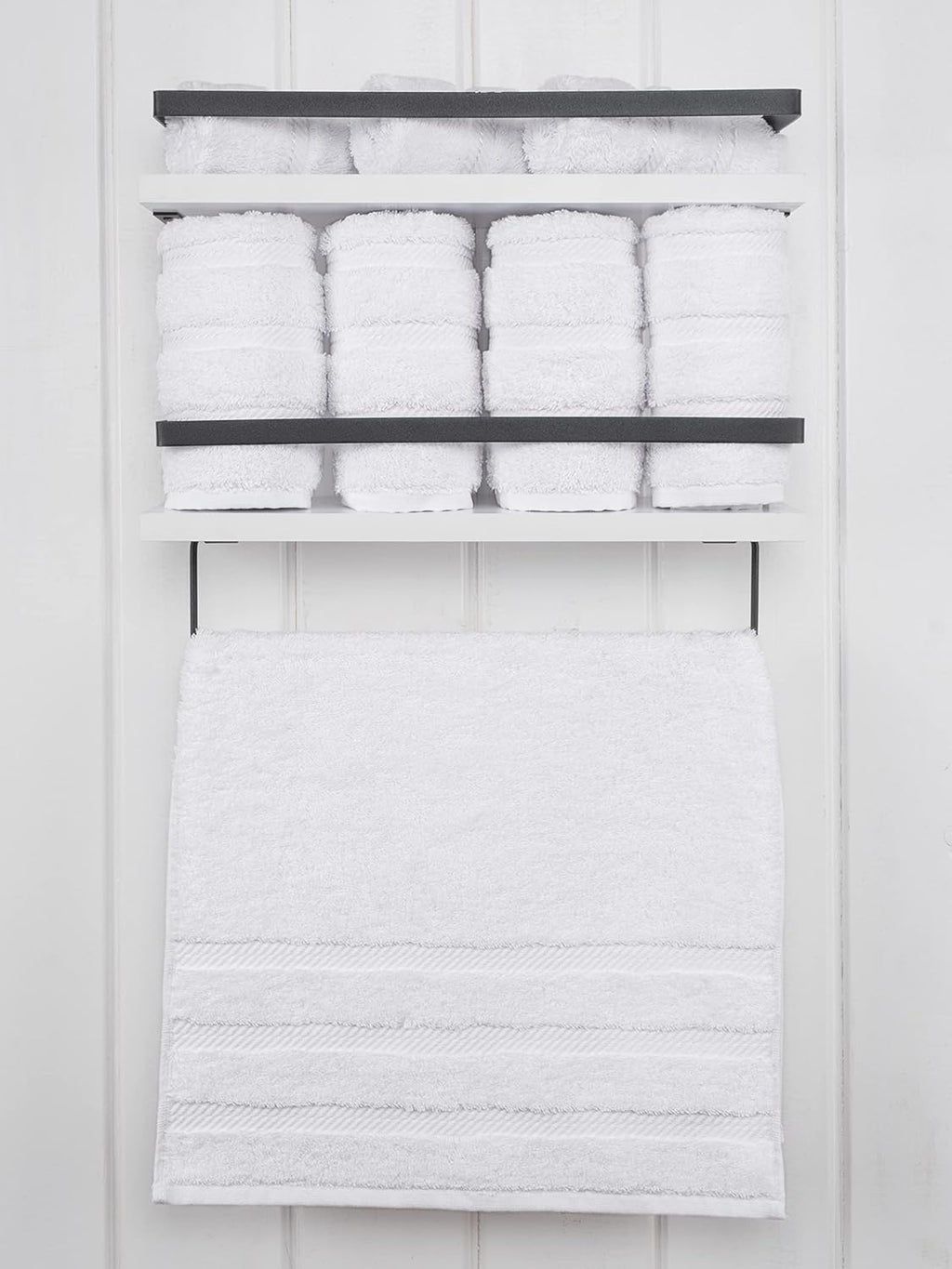 American Soft Linen Luxury Hand Towels for Bathroom, 100% Cotton Turkish 4 Piece Hand Towel Set, 600 GSM Hand Face Towels for Kitchen, White Hand Towels