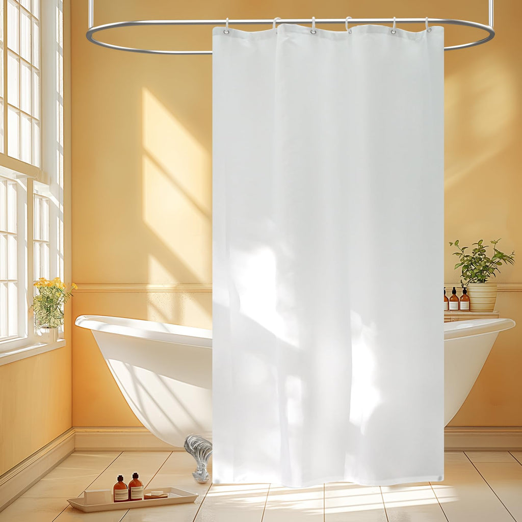 Seenus Waterproof Fabric Shower Curtain Liner with 3 Extra-Large Magnets, 72 x 72 inch Washable Cloth Shower Liner Odorless Hotel Quality, Neutral White Lightweight Shower Curtain for Bathroom
