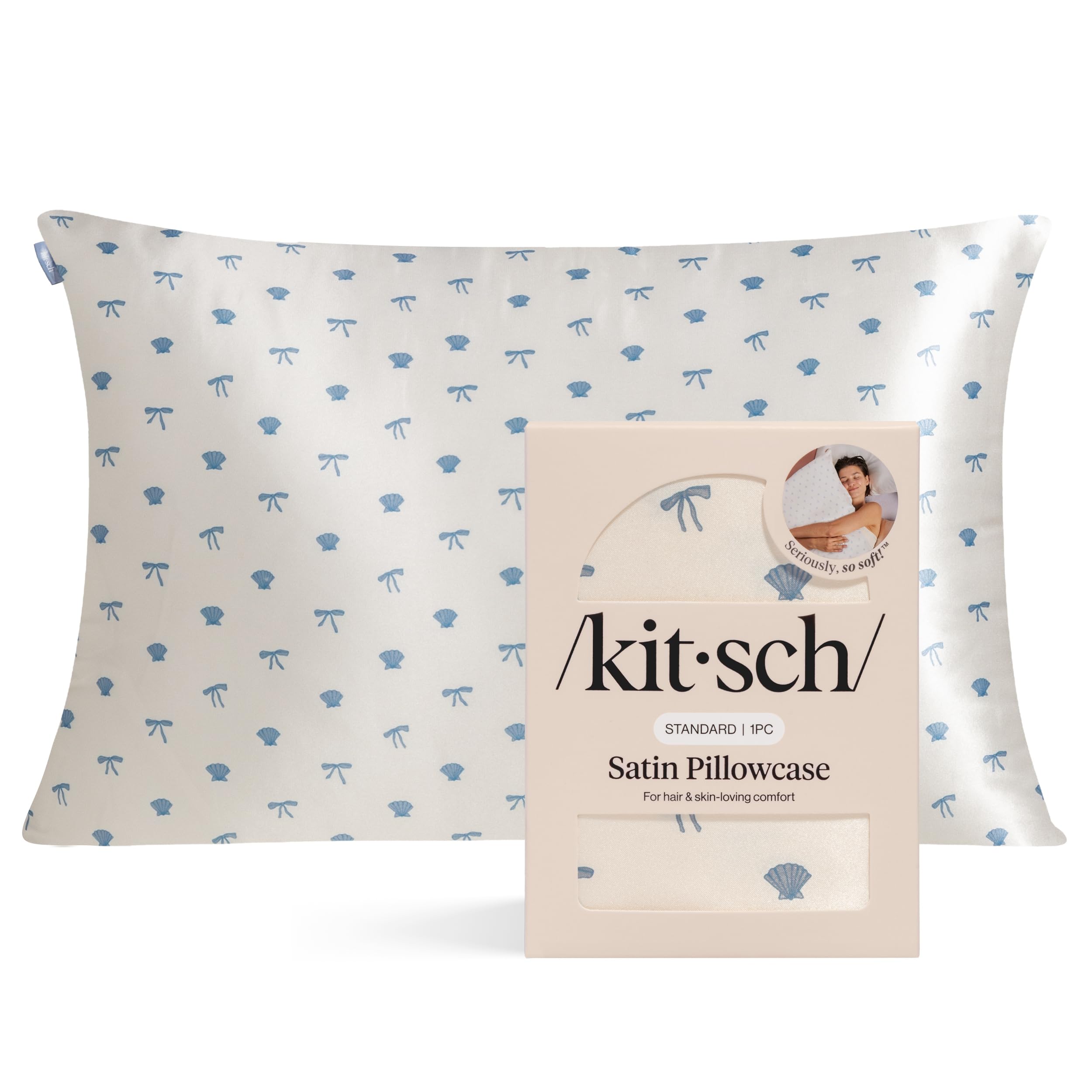 Kitsch Satin Pillowcase with Zipper for Hair & Skin - Softer Than Silk Pillow Cases, Smooth Cooling Satin Pillow Case, Wrinkle-Free, Machine Washable, Pillow Cases Standard Size 19x26 - Cherry Print