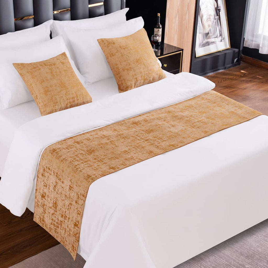 AMBERIS Bed Runner Grey, Chenille Soft No Fading Modern Bed Scarf (Pillowcases Sold Separately)