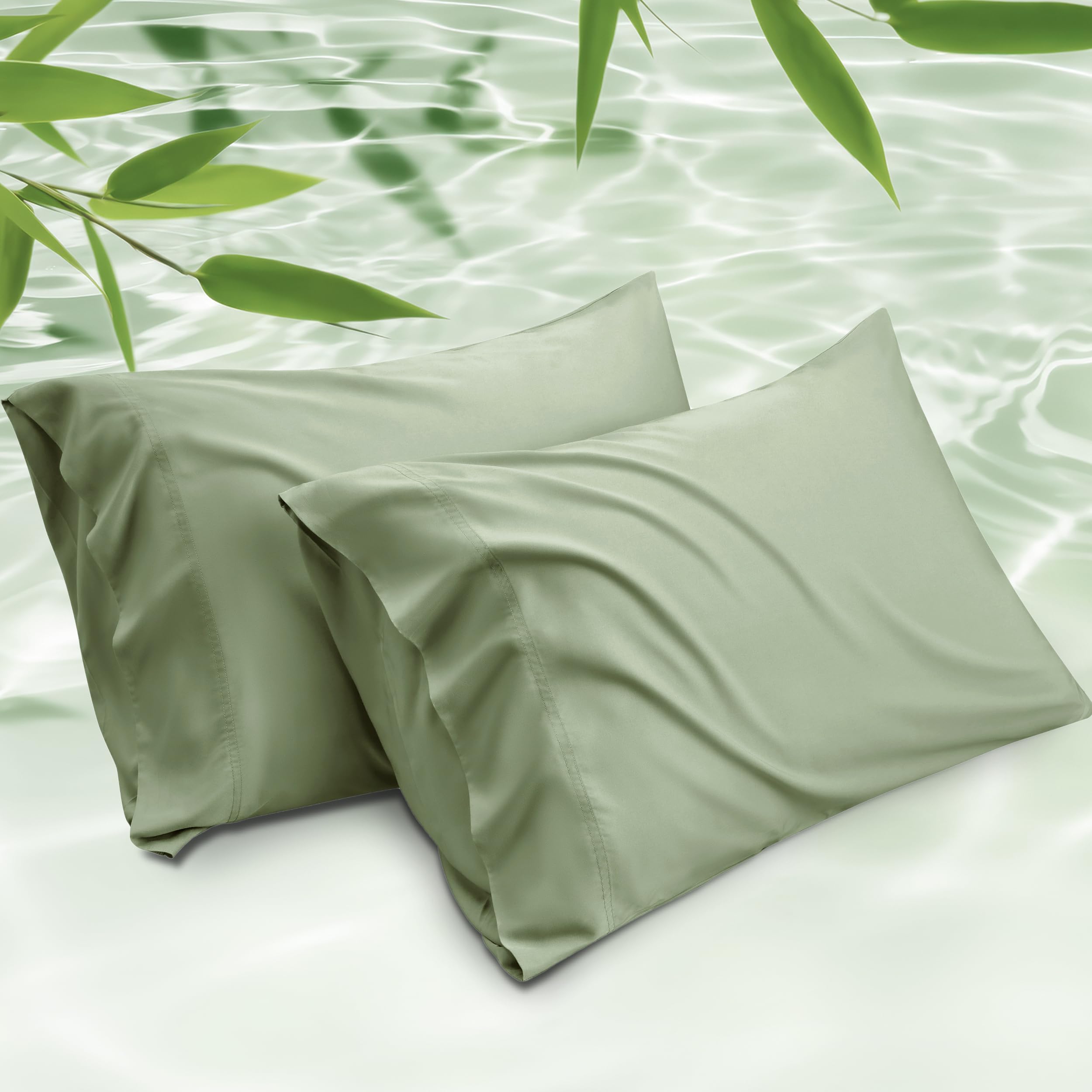 Bedsure Pillow Cases Queen, Cooling Pillow Cases, Rayon Derived from Bamboo Dark Grey Pillowcases Queen Size Set of 2, PureWoven & Soft Bedding Pillow Cover with Envelope Closure,Gifts, 20x30 Inches