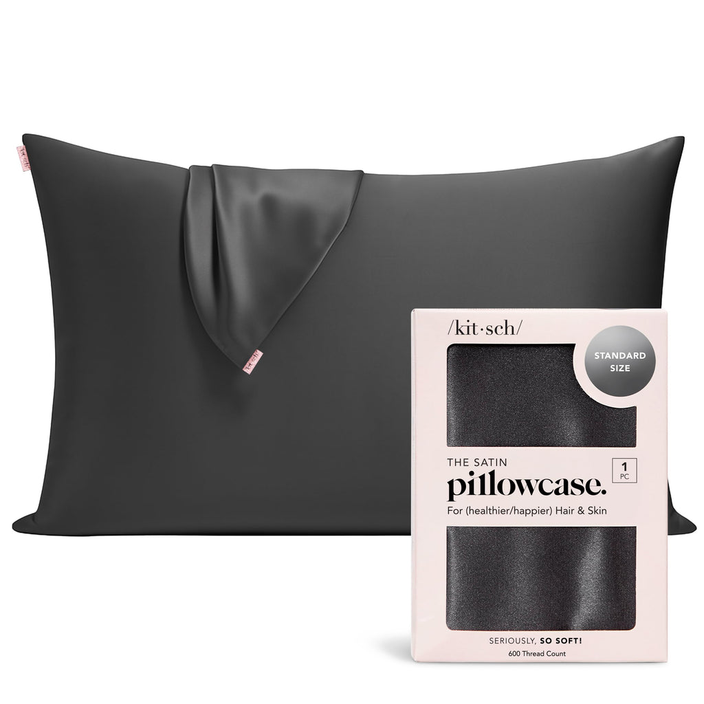 Kitsch Satin Pillowcase with Zipper for Hair & Skin - Softer Than Silk Pillow Cases, Smooth Cooling Satin Pillow Case, Wrinkle-Free, Machine Washable, Pillow Cases Standard Size 19x26 - Cherry Print