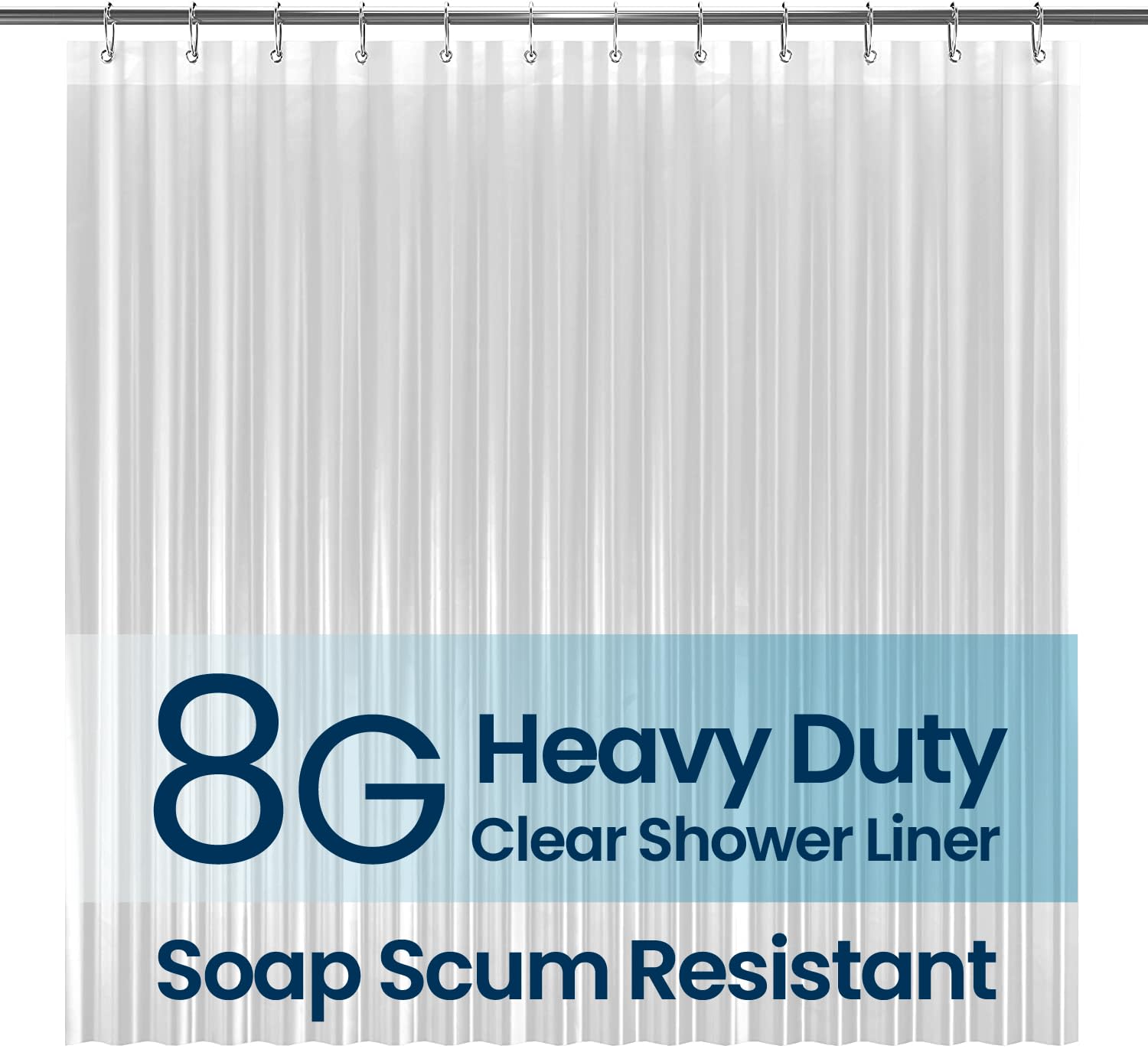 LiBa Bathroom Shower Curtain Waterproof Plastic Shower Curtain Premium PEVA Non-Toxic with Rust Proof Grommets Frosted 8G Bathroom Accessories 72x72