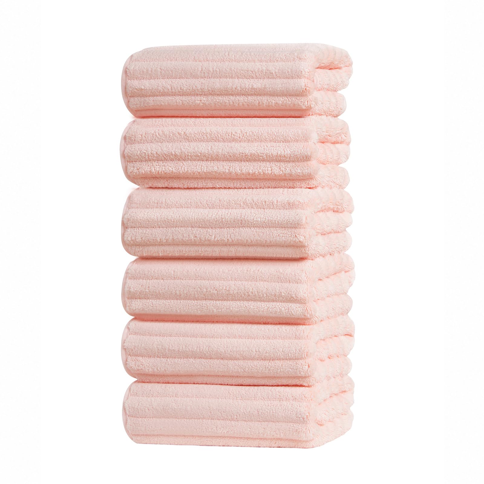 Set of 6 14X29.5 Inch Quick Dry Soft Microfiber Hand Towels with Hanging Loops for Bathroom Spa Kitchen Hotel, Brick Red Dark Grey Brown