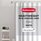 Rubbermaid Frosty Shower Curtain Liner, Waterproof Heavyweight PEVA Shower Liner for Bathroom, with Magnets and Rustproof Charcoal Gray Grommets, 70x72, Standard Size, Frosty