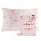 Kitsch Satin Pillowcase with Zipper for Hair & Skin - Softer Than Silk Pillow Cases, Smooth Cooling Satin Pillow Case, Wrinkle-Free, Machine Washable, Pillow Cases Standard Size 19x26 - Cherry Print