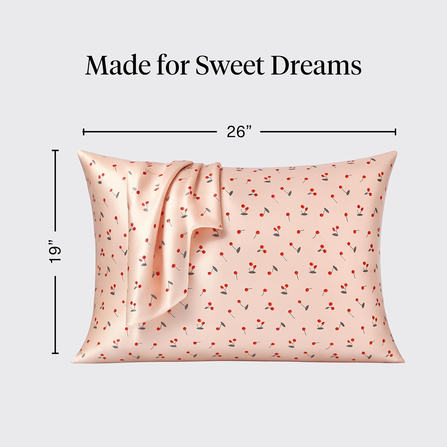 Kitsch Satin Pillowcase with Zipper for Hair & Skin - Softer Than Silk Pillow Cases, Smooth Cooling Satin Pillow Case, Wrinkle-Free, Machine Washable, Pillow Cases Standard Size 19x26 - Cherry Print