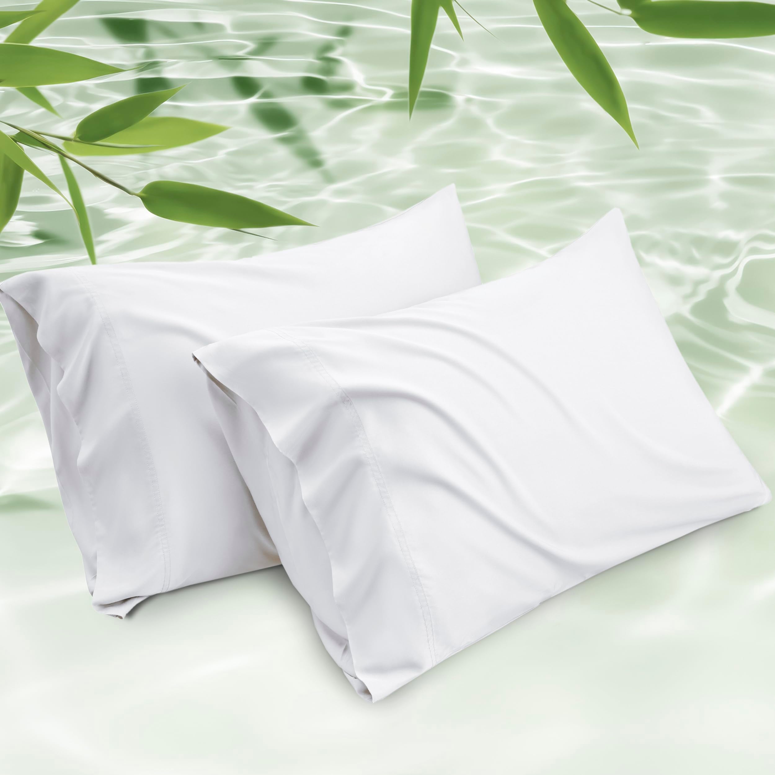 Bedsure Pillow Cases Queen, Cooling Pillow Cases, Rayon Derived from Bamboo Dark Grey Pillowcases Queen Size Set of 2, PureWoven & Soft Bedding Pillow Cover with Envelope Closure,Gifts, 20x30 Inches