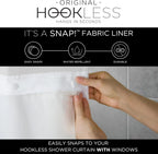 Hookless It's A Snap! Escape 3-in-1 Shower Curtain With Sheer Top Window, Flex-On Rings & Fabric Liner, 71" x 74", White