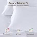 CALIFORNIA DESIGN DEN Luxuriously Soft Hotel Quality 600 Thread Count, 100% Cotton Set of 2 Cases, Crisp & Cool White Standard Pillow Cases Fits Standard & Queen Pillows (Bright White)