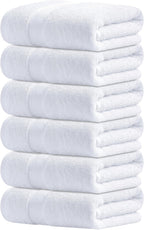 Infinitee Xclusives White Hand Towels for Bathroom - Set of 6 (16x28 inches) 600 GSM, 100% Cotton Ultra Soft, Quick Drying, Hotel Quality Hand Towel Set (Brilliant White, Hand Towels)