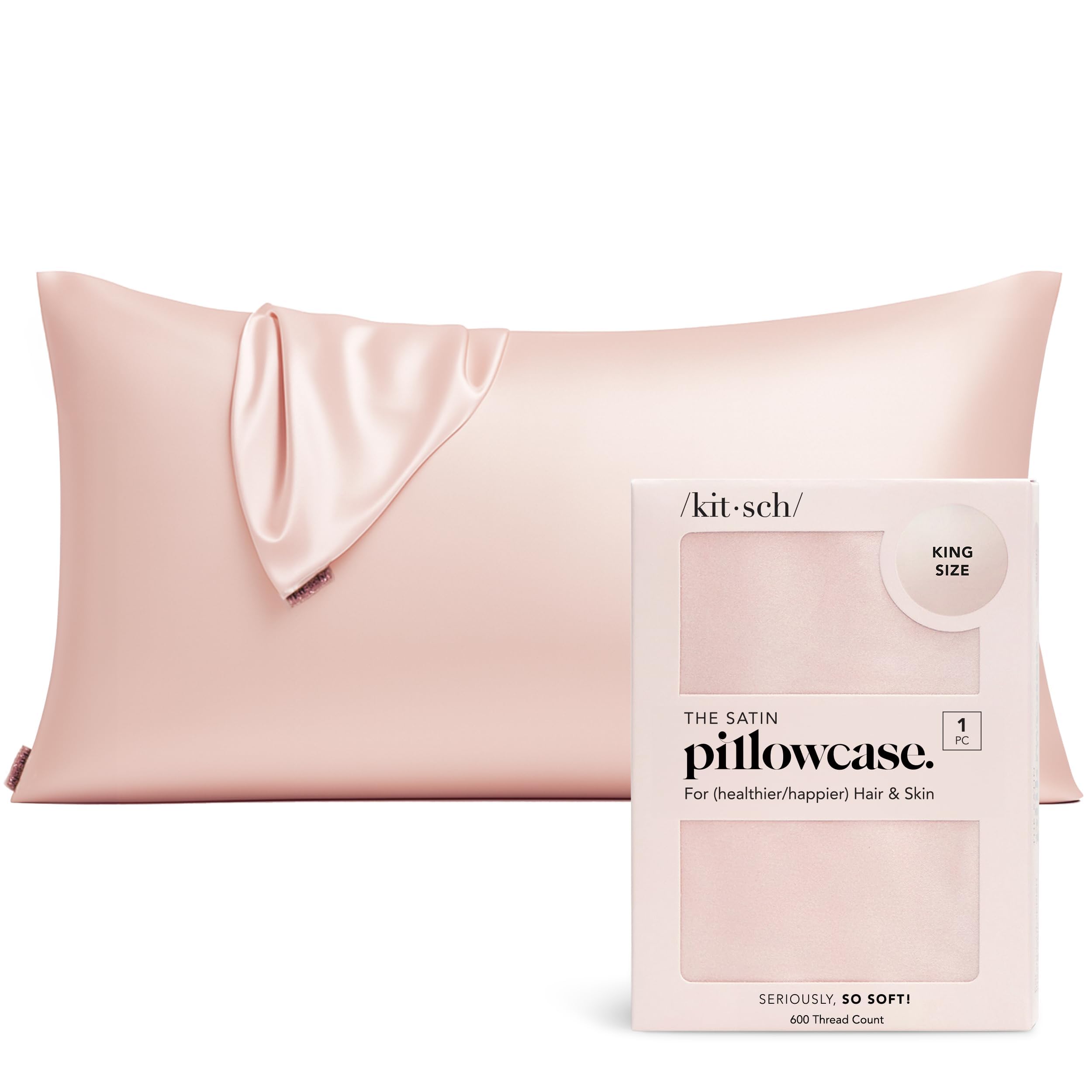 Kitsch Satin Pillowcase with Zipper for Hair & Skin - Softer Than Silk Pillow Cases, Smooth Cooling Satin Pillow Case, Wrinkle-Free, Machine Washable, Pillow Cases Standard Size 19x26 - Cherry Print