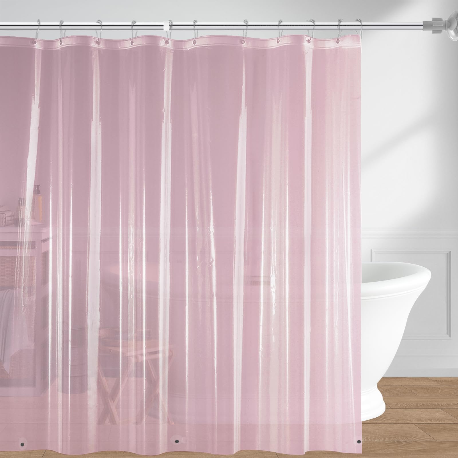 72"x72" Clear 4G PEVA Waterproof Shower Curtain Liner with 3 Magnets for Bathroom, 1 Pack