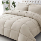JOLLYVOGUE Queen Comforter Set, Ultra-Soft Bed in a Bag Queen Size 7 Pieces, Oeko-TEX Certified Bedding Set with Down Alternative Comforter, Sheets, Pillowcases & Shams, Black