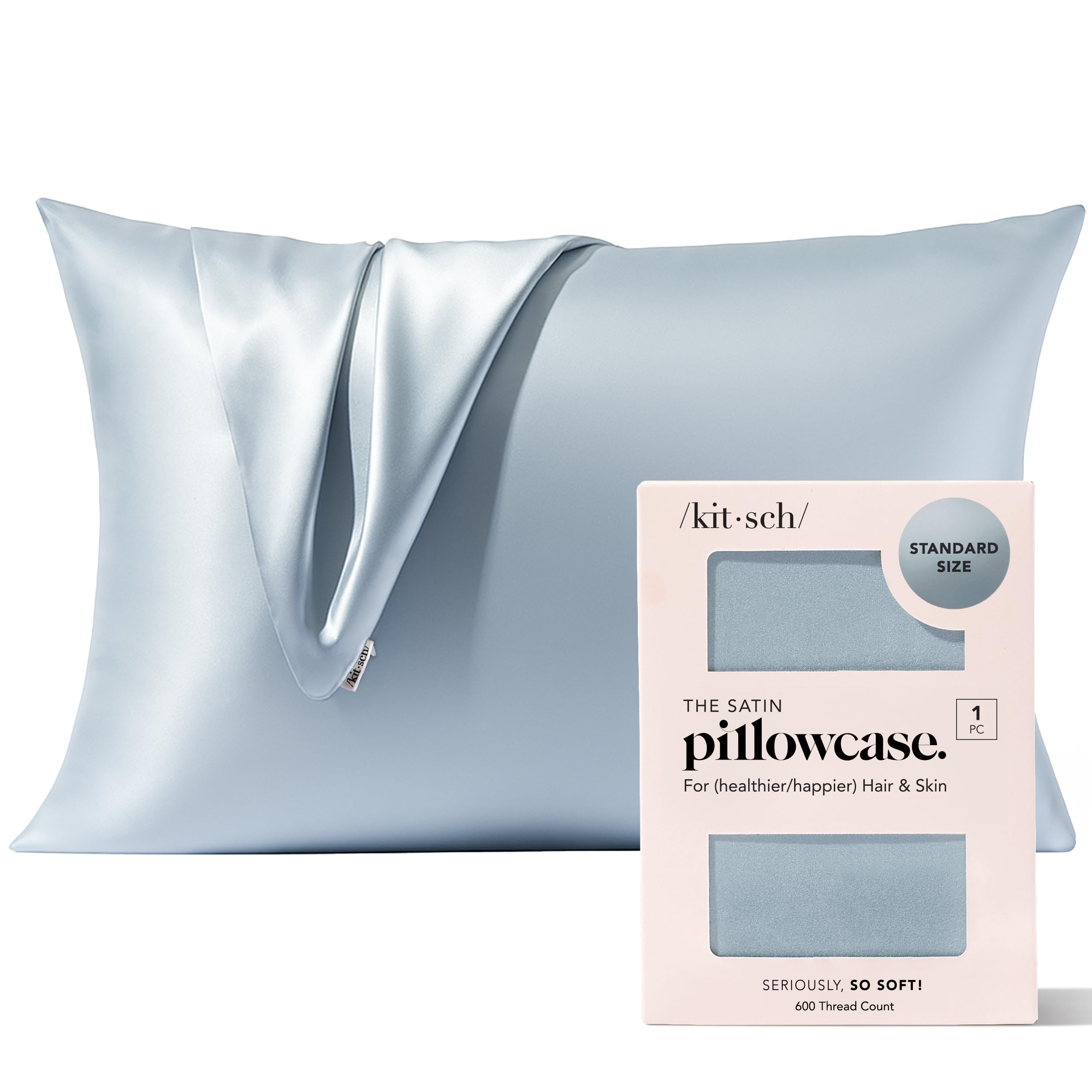 Kitsch Satin Pillowcase with Zipper for Hair & Skin - Softer Than Silk Pillow Cases, Smooth Cooling Satin Pillow Case, Wrinkle-Free, Machine Washable, Pillow Cases Standard Size 19x26 - Cherry Print