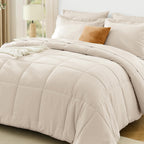 JOLLYVOGUE Queen Comforter Set, Ultra-Soft Bed in a Bag Queen Size 7 Pieces, Oeko-TEX Certified Bedding Set with Down Alternative Comforter, Sheets, Pillowcases & Shams, Black