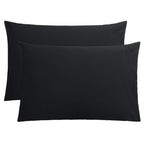 FLXXIE Pillow Cases Queen, Soft Microfiber Pillow Covers with Envelope Closure, Wrinkle Resistant Pillowcases, 2 Piece Set, 20x30, Black