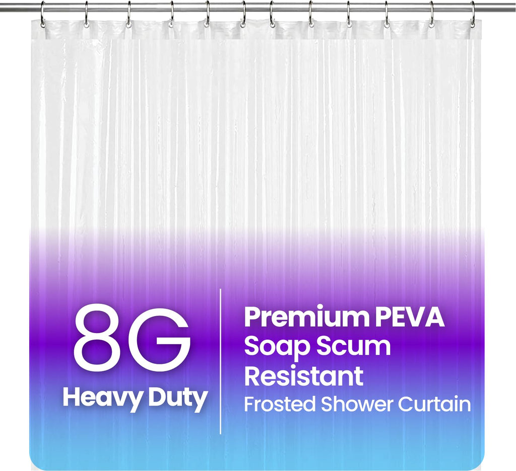 LiBa Bathroom Shower Curtain Waterproof Plastic Shower Curtain Premium PEVA Non-Toxic with Rust Proof Grommets Frosted 8G Bathroom Accessories 72x72