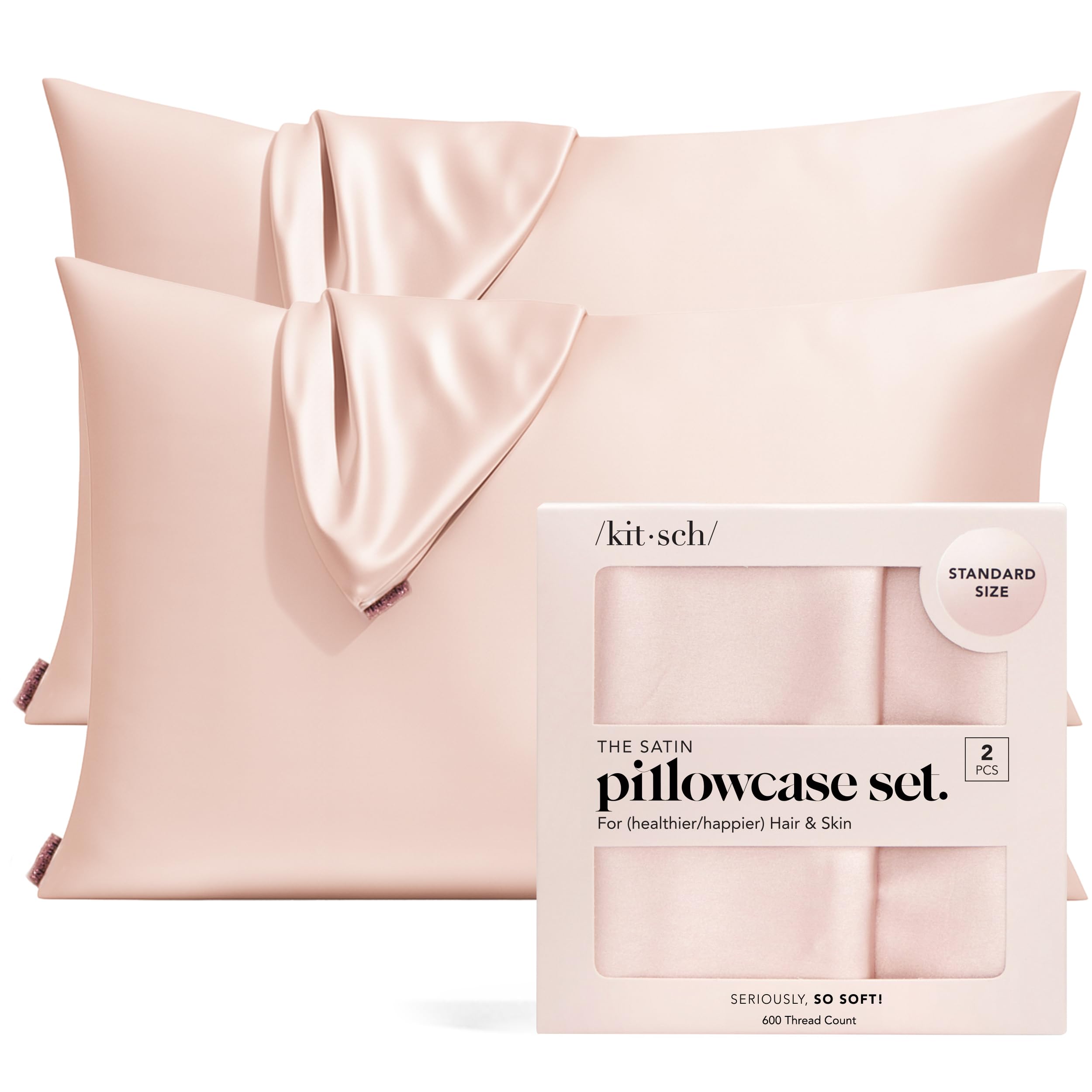 Kitsch Satin Pillowcase with Zipper for Hair & Skin - Softer Than Silk Pillow Cases, Smooth Cooling Satin Pillow Case, Wrinkle-Free, Machine Washable, Pillow Cases Standard Size 19x26 - Cherry Print