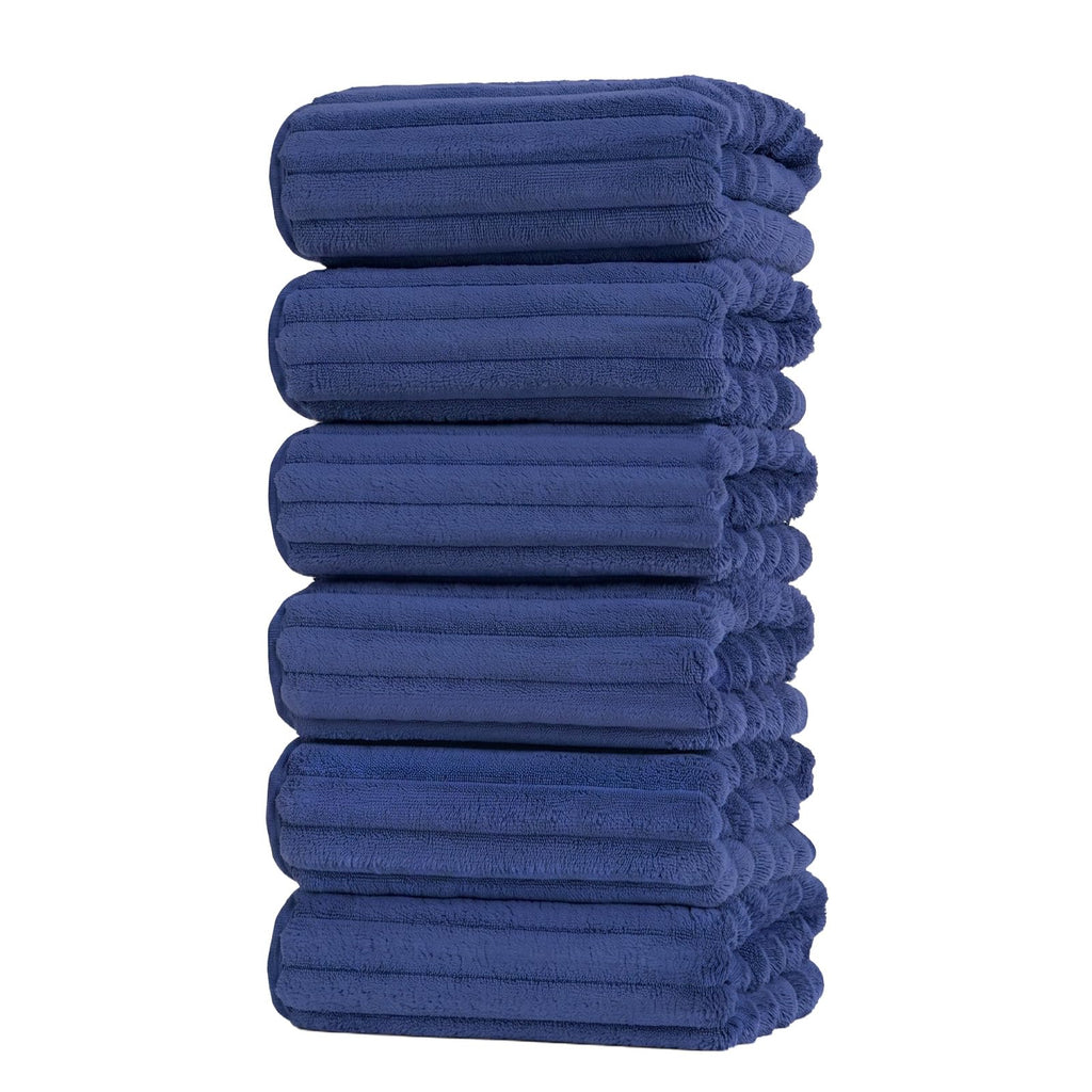 Set of 6 14X29.5 Inch Quick Dry Soft Microfiber Hand Towels with Hanging Loops for Bathroom Spa Kitchen Hotel, Brick Red Dark Grey Brown