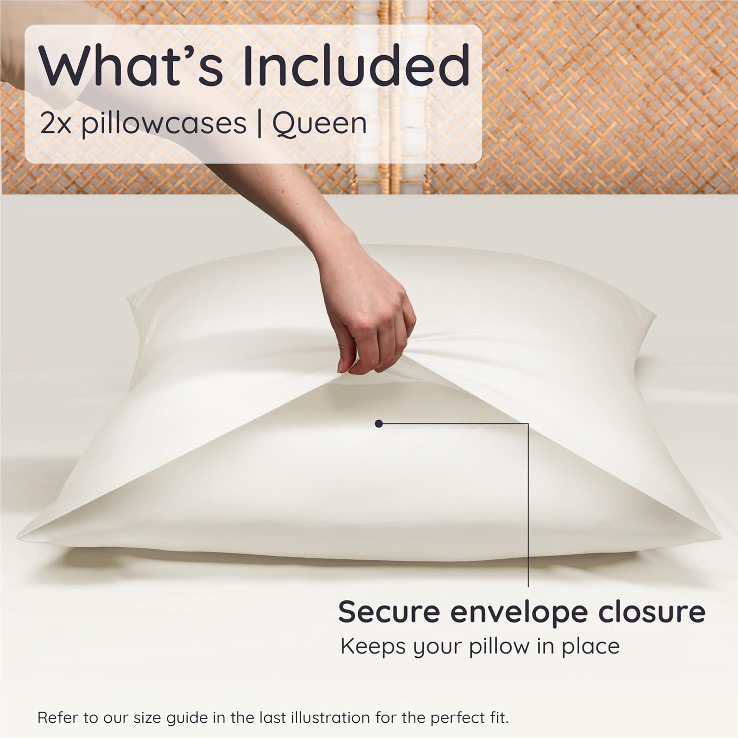 Bambaw 100% Viscose Derived from Bamboo Pillowcase Queen Size – Queen Cooling Pillow Cases Set of 2, with Envelope Closure, Breathable & Super Soft Pillow Cases (Ivory)