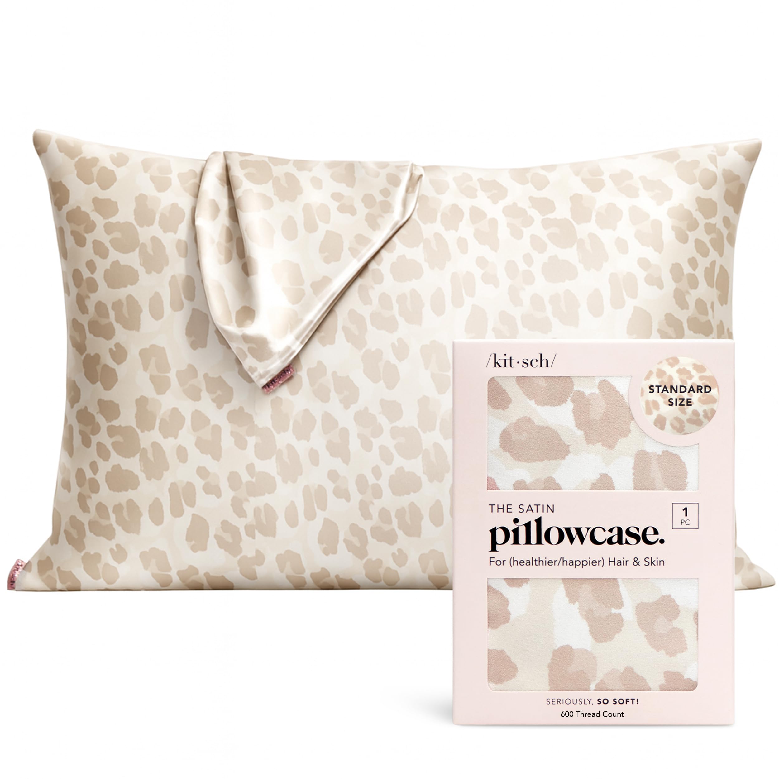 Kitsch Satin Pillowcase with Zipper for Hair & Skin - Softer Than Silk Pillow Cases, Smooth Cooling Satin Pillow Case, Wrinkle-Free, Machine Washable, Pillow Cases Standard Size 19x26 - Cherry Print