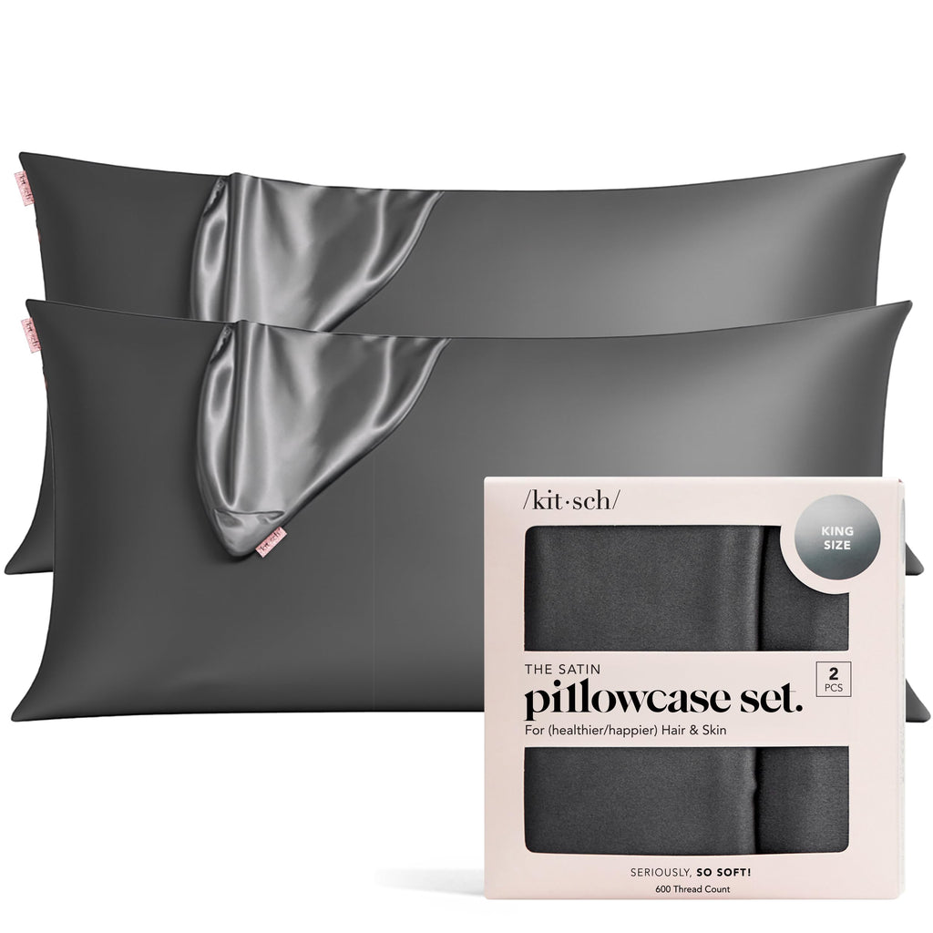 Kitsch Satin Pillowcase with Zipper for Hair & Skin - Softer Than Silk Pillow Cases, Smooth Cooling Satin Pillow Case, Wrinkle-Free, Machine Washable, Pillow Cases Standard Size 19x26 - Cherry Print