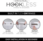 Hookless It's A Snap! Escape 3-in-1 Shower Curtain With Sheer Top Window, Flex-On Rings & Fabric Liner, 71" x 74", White