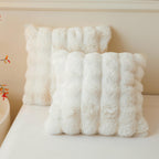 LIFEREVO 2 Pack Fluffy Faux Rabbit Fur Pillow Cases, Luxury Soft Plush Shaggy Bubble Pillowcases Standard Size with Zipper Closure, Furry Fuzzy Ivory Long Pillow Shams Bedroom Living Room 20x26, Beige