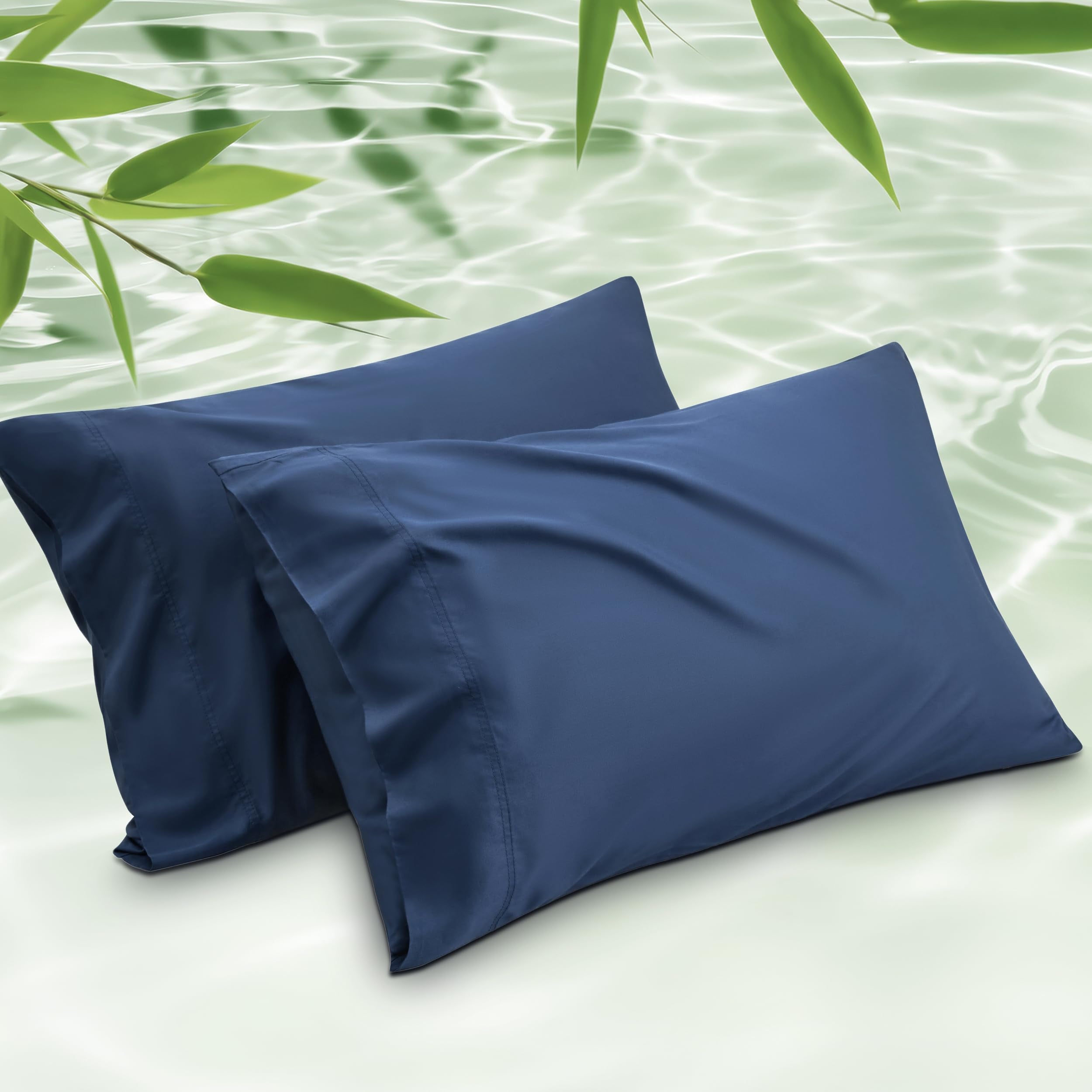 Bedsure Pillow Cases Queen, Cooling Pillow Cases, Rayon Derived from Bamboo Dark Grey Pillowcases Queen Size Set of 2, PureWoven & Soft Bedding Pillow Cover with Envelope Closure,Gifts, 20x30 Inches