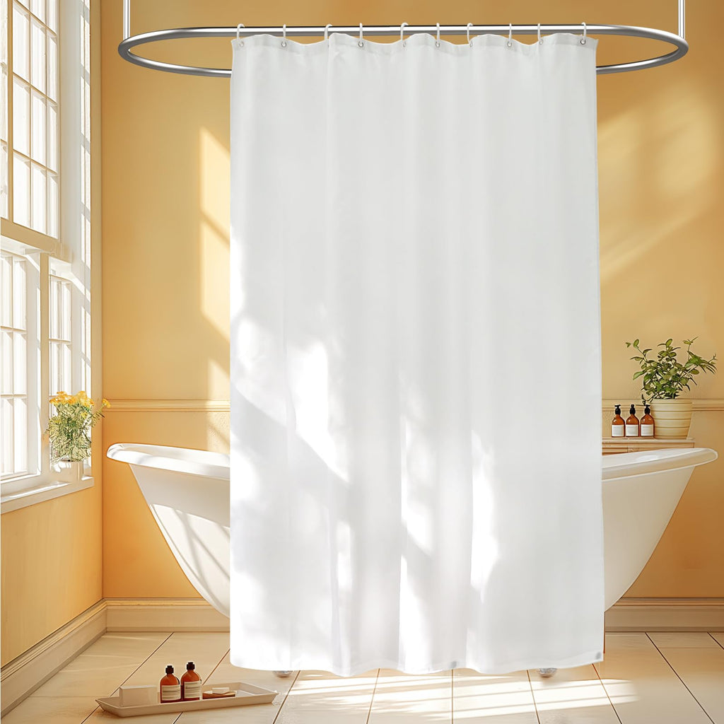 Seenus Waterproof Fabric Shower Curtain Liner with 3 Extra-Large Magnets, 72 x 72 inch Washable Cloth Shower Liner Odorless Hotel Quality, Neutral White Lightweight Shower Curtain for Bathroom